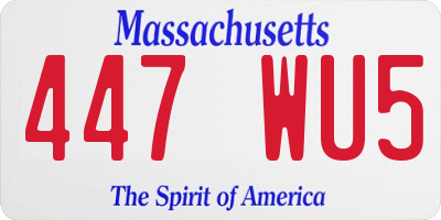 MA license plate 447WU5