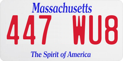 MA license plate 447WU8