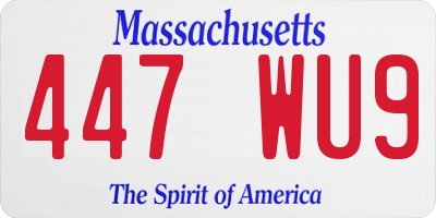 MA license plate 447WU9
