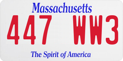 MA license plate 447WW3