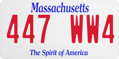 MA license plate 447WW4