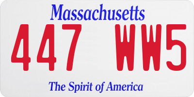 MA license plate 447WW5