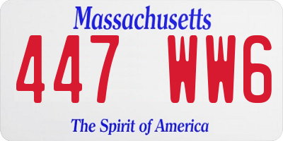 MA license plate 447WW6
