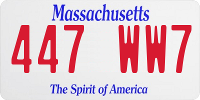 MA license plate 447WW7