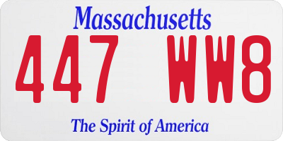 MA license plate 447WW8