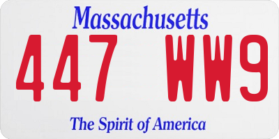 MA license plate 447WW9
