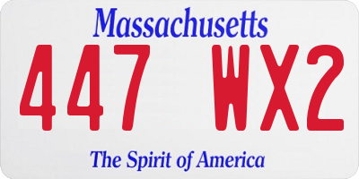 MA license plate 447WX2