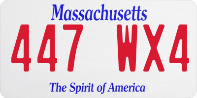 MA license plate 447WX4