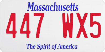 MA license plate 447WX5