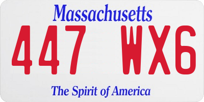 MA license plate 447WX6