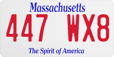 MA license plate 447WX8