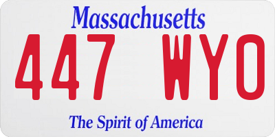 MA license plate 447WY0