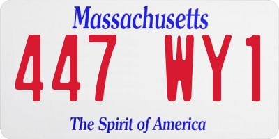 MA license plate 447WY1
