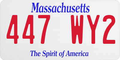 MA license plate 447WY2