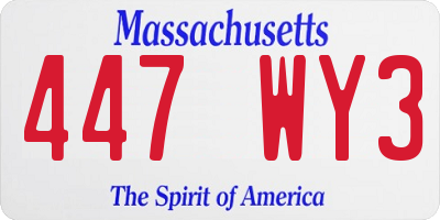 MA license plate 447WY3