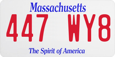 MA license plate 447WY8