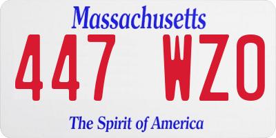 MA license plate 447WZ0