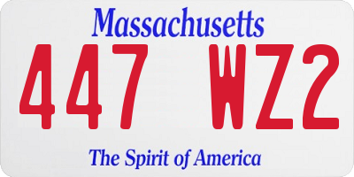MA license plate 447WZ2