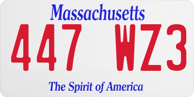 MA license plate 447WZ3