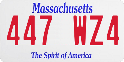 MA license plate 447WZ4