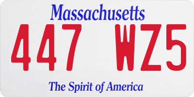 MA license plate 447WZ5