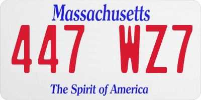 MA license plate 447WZ7