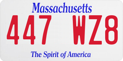 MA license plate 447WZ8