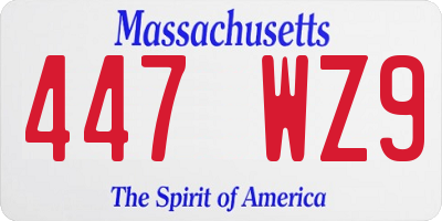 MA license plate 447WZ9