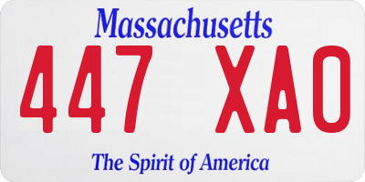 MA license plate 447XA0