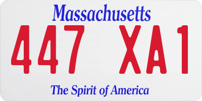 MA license plate 447XA1