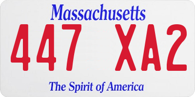 MA license plate 447XA2