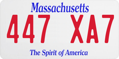 MA license plate 447XA7