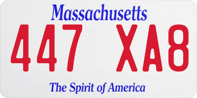 MA license plate 447XA8
