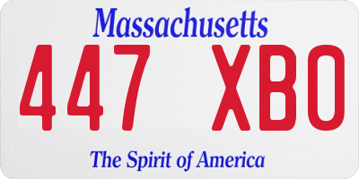 MA license plate 447XB0