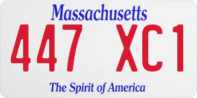 MA license plate 447XC1