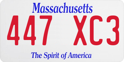MA license plate 447XC3