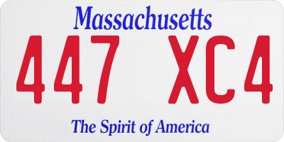 MA license plate 447XC4