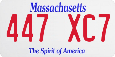 MA license plate 447XC7