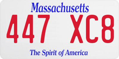MA license plate 447XC8
