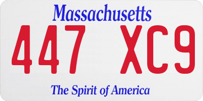 MA license plate 447XC9