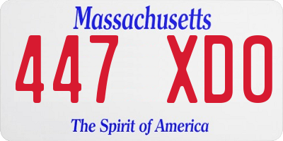 MA license plate 447XD0