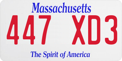 MA license plate 447XD3