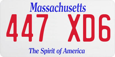 MA license plate 447XD6