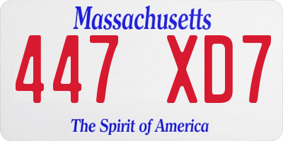 MA license plate 447XD7