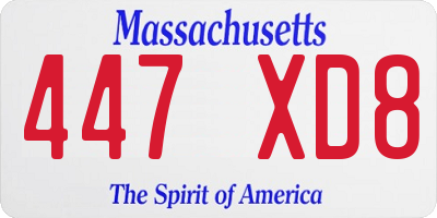 MA license plate 447XD8
