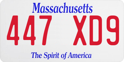 MA license plate 447XD9