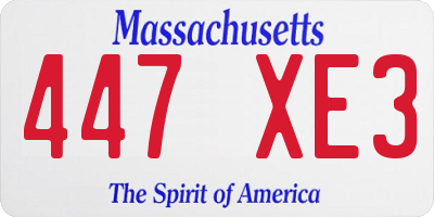 MA license plate 447XE3