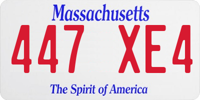 MA license plate 447XE4