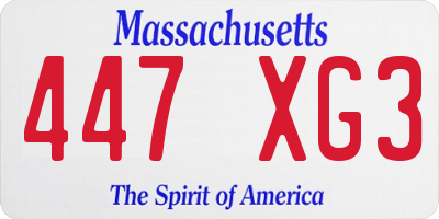 MA license plate 447XG3