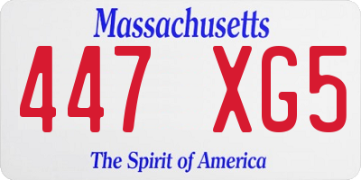 MA license plate 447XG5